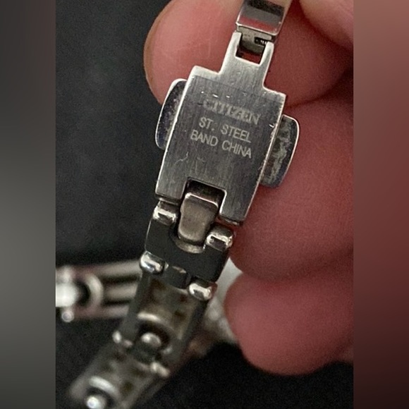 Vintage Citizen Eco-Drive Watch Silver Toned Band Round Face Rhinestones - Picture 7 of 10